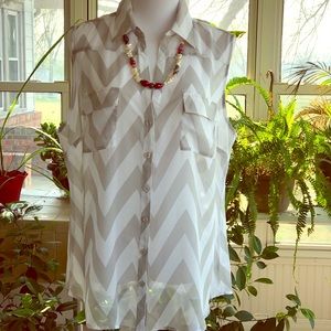 Sheer Button Up Blouse